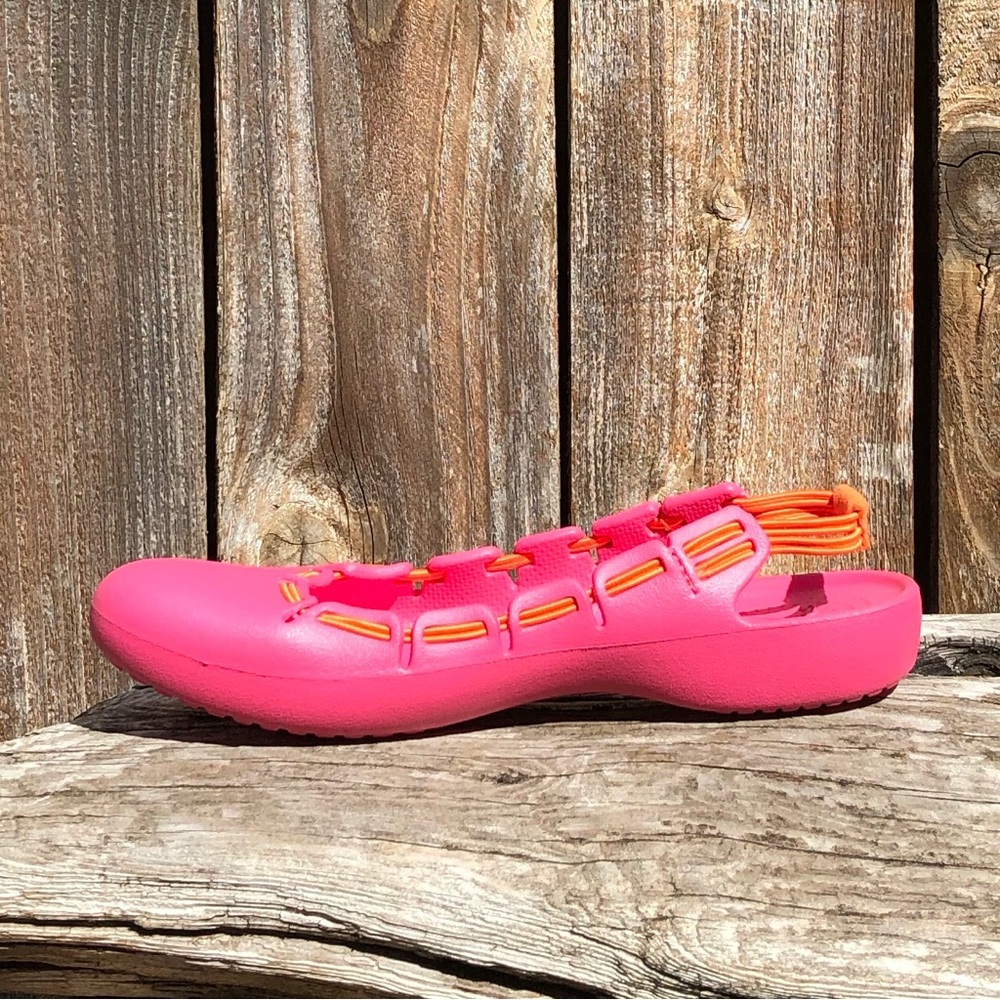 CROCS Pink & orange sling back ballet flat crocs size 8